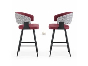 Chaise de salle à manger avec dossier enveloppant et accoudoirs  - structure métal, simili cuir - rouge
