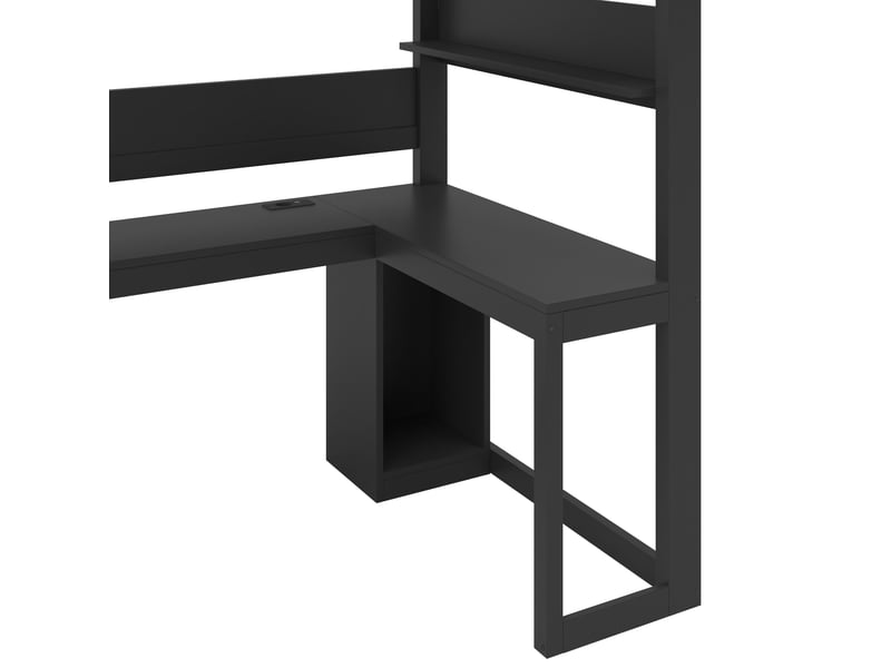  Lit mezzanine gaming 90x200 cm noir avec bureau, rangements, led et usb, en mdf et contreplaqué, sans matelas  - Conforama D
