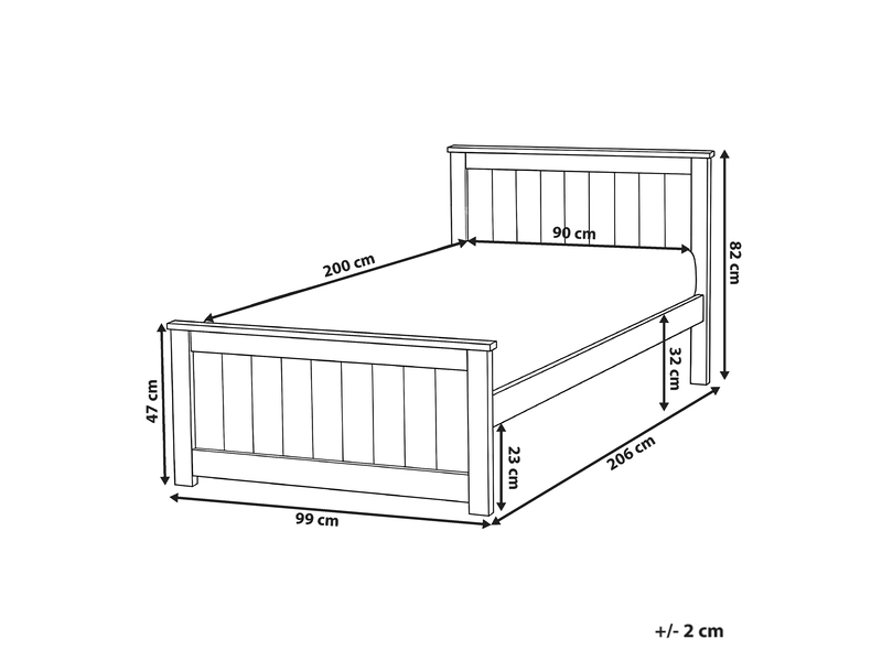 Lit avec sommier bois de pin sabran 90 x 200 cm blanc - Conforama C