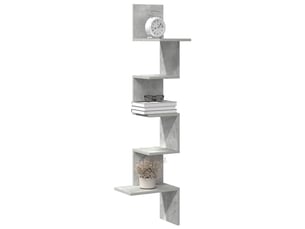 Étagère murale, étagère suspendue d'angle gris béton 32x32x127,5cm bois ingénierie cf42214