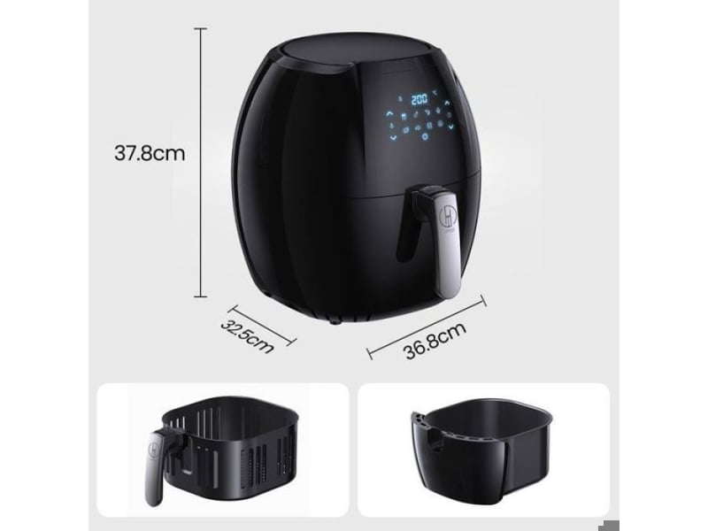  Friteuse a air noir sans graisse grand volume 9,5l 2000w, 8 modes cuisson réglage chaleur précis air fryer  - Conforama B