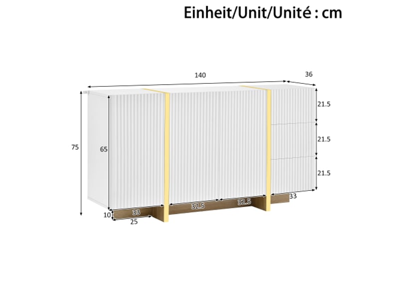  Ensemble meuble tv bas et buffet – façade rainurée, rangements pb et mdf, meuble salon moderne  - Conforama C