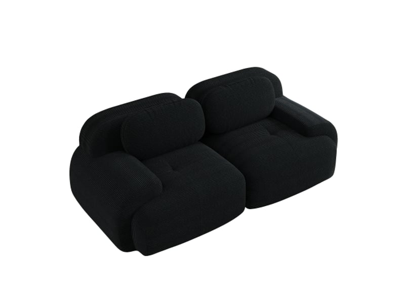  Canapé 2 places, modulaire combinable avec accoudoirs incurvés et dessous antidérapant, revêtement hautement élastique, noir  - Conforama E