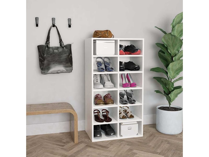  Meuble à chaussures, étagère à chaussures blanc 54x34x100,5 cm bois d'ingénierie  - Conforama B