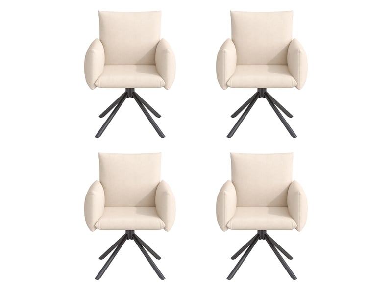 Lot de 4 chaises de salle à manger pivotantes 360°,avec pieds métal,velours,beige  - Conforama A