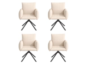 Lot de 4 chaises de salle à manger pivotantes 360°,avec pieds métal,velours,beige