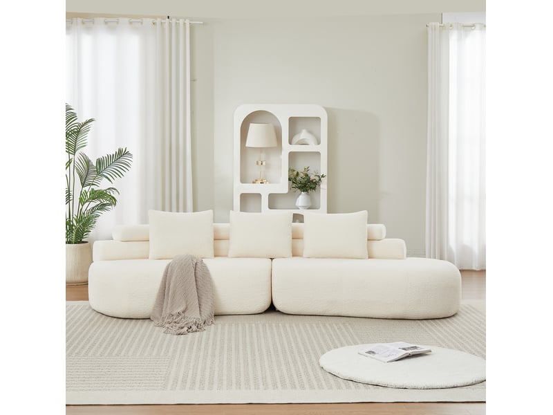  Canapé modulable 3 places 2 pièces en chenille beige  - Conforama B