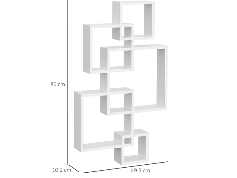 Étagère murale 49,5 x 10,2 x 86 cm blanche en bois, 9 compartiments, pose horizontale ou verticale - Conforama C