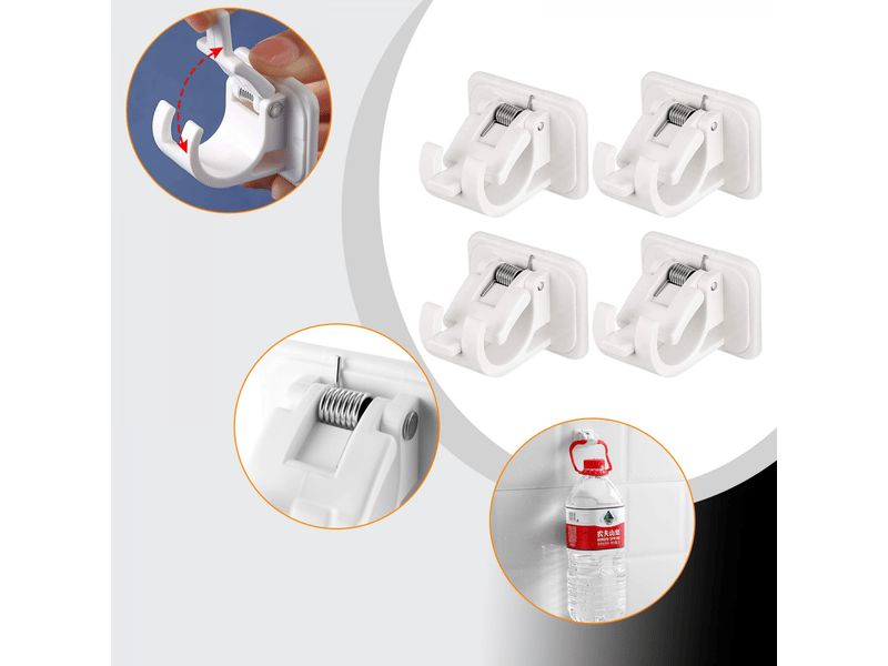  Lot de 4 supports muraux autocollants pour tringles à rideaux, support tringle rideaux sans percage,pour tringle de moins de 2.2 cm diamètre  - Conforama D