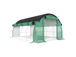 Serre tunnel de jardin 400x300x198 cm – verte – 8 fenêtres, porte et parois enroulables, protection uv