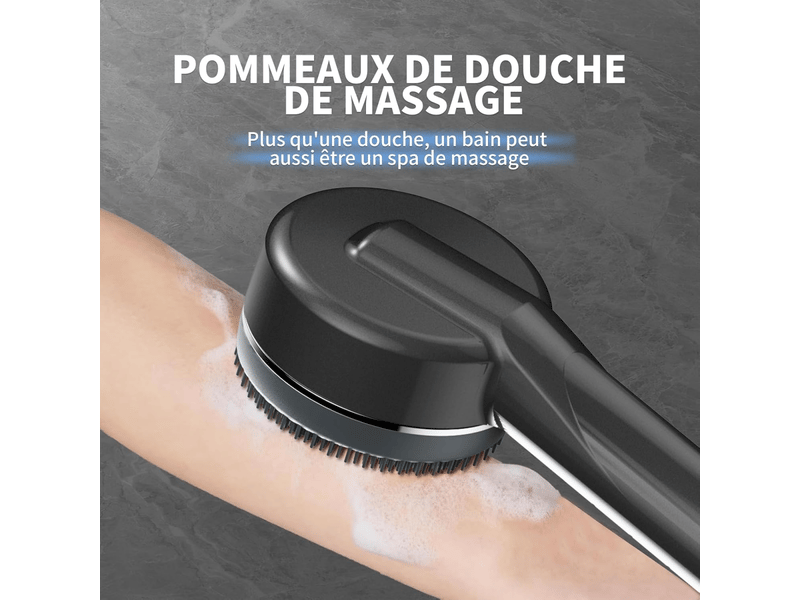  Pommeau de douche haute pression, pommeau de douche à économie d'eau avec flexible de 1,5 m, gris foncé  - Conforama E