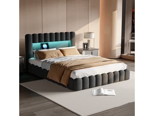Lit 2 places 160x200 cm <strong></strong>  <strong></strong> coloris gris