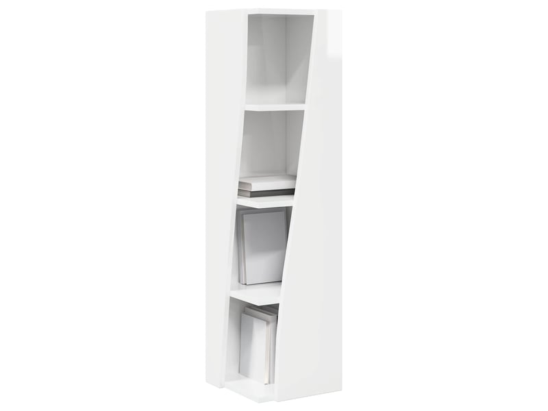  Meuble d'angle, meuble de rangement salon 27,5x27x102cm bois d'ingénierie blanc brillant  - Conforama C