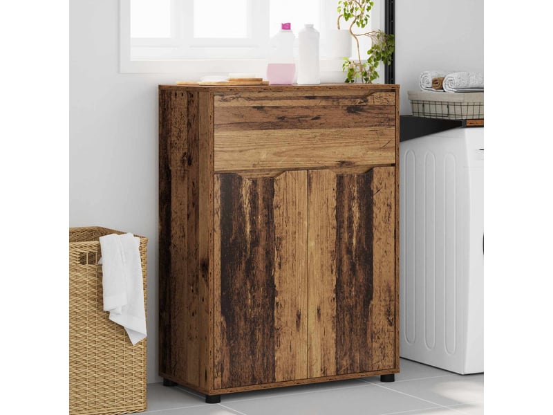  Cabinet de salle de bain, meuble de rangement bois ancien 72.5x36.5x100 cm  - Conforama D