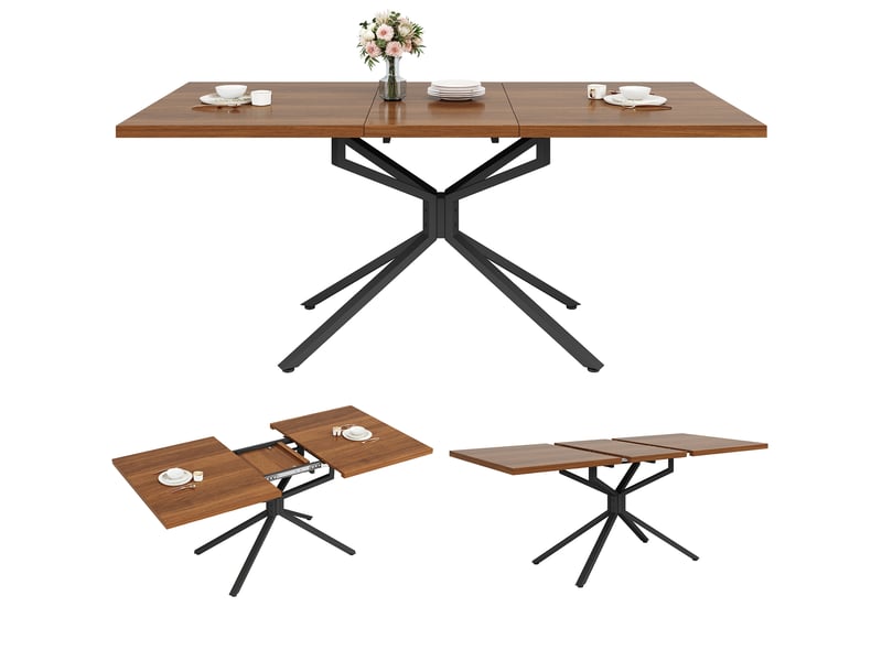  Table extensible effet bois foncé avec pied étoile, 120 à 160 cm Fay Lum - Conforama A