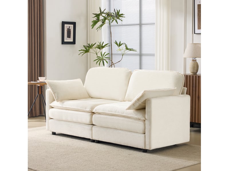  Canapé 2 places 176x75x85 cm modulaire bois blanc  - Conforama C