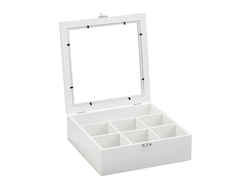  Boîte à thé organisée avec fenêtre de visualisation 8 x 25 x 25,5 cm en mdf bois 13_0008703  - Conforama C
