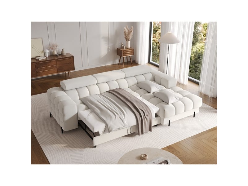  Canapé d'angle droit convertible blanc allure contemporaine 285x99x181cm filtro  - Conforama B