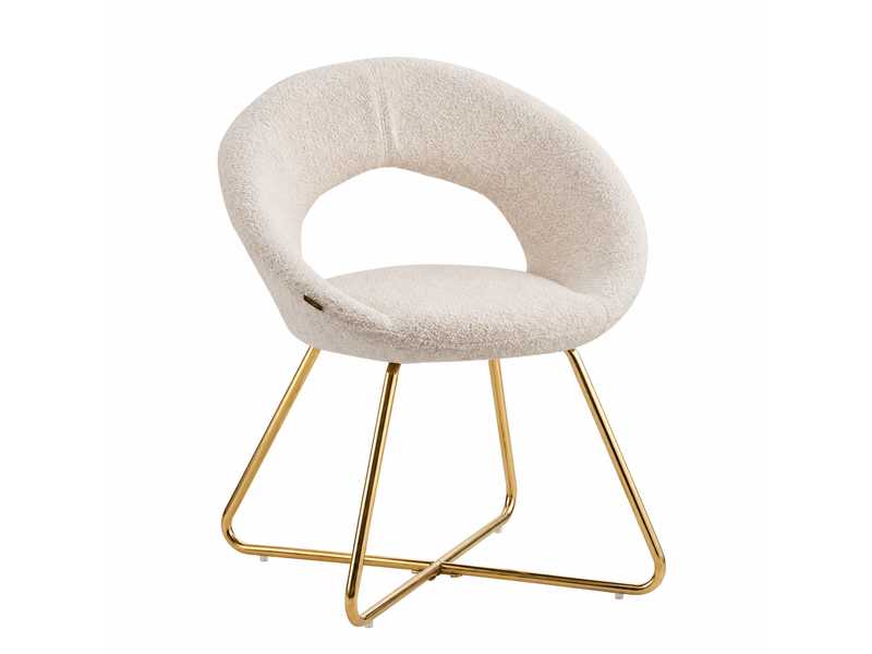  Lot de 4 chaises bubble gold velours - blanc doudou  - Conforama A