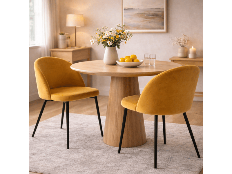  Lot de 2 chaises – design scandinave – assise velours  - Conforama B