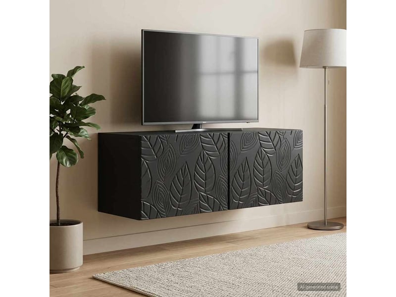  Meuble tv - banc tv - meuble de rangement mural 78,5 x 31 cm noir bois d'ingénierie  - Conforama C
