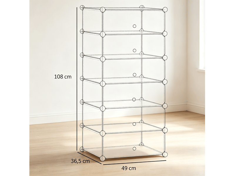  Armoire à chaussures modulable 49 x 36,5 x 108 cm blanche en polypropylène, 6 compartiments à portes  - Conforama C