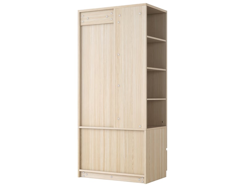 Armoire avec penderie, étagères ouvertes et 2 tiroirs, 70x50x175 cm - Conforama A