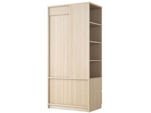 Armoire 2 porte(s) battante 2 tiroir(s) coloris bois clair largeur 70 cm