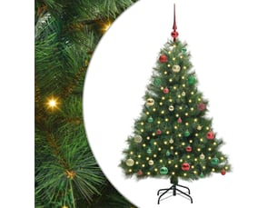 Sapin de noël artificiel, arbre de noël avec 150 led vert 150 cm pe et pvc shl582