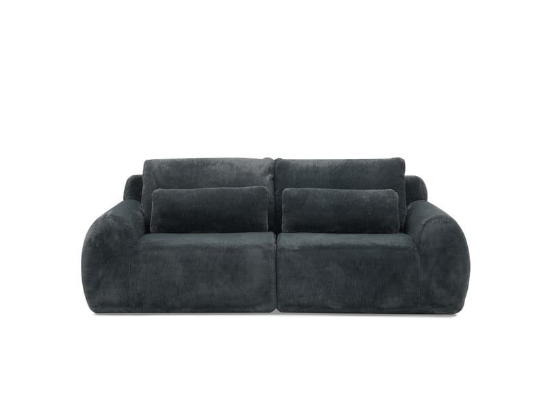  Canapé 2 places en fausse fourrure grise avec ports usb et poche latérale – design cosy, pratique, gain de place  - Conforama A