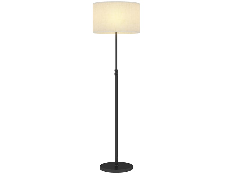  Lampadaire à intensité variable avec abat-jour en lin, douille e27, hauteur réglable, noir  - Conforama A