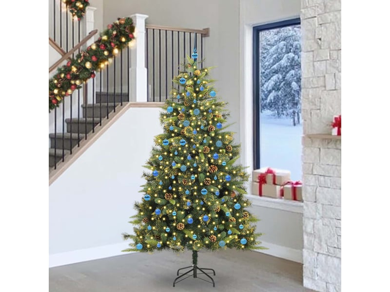 Sapin de noël artificiel, arbre de noël avec branches pliables et cônes 240 cm shl6300 - Conforama B