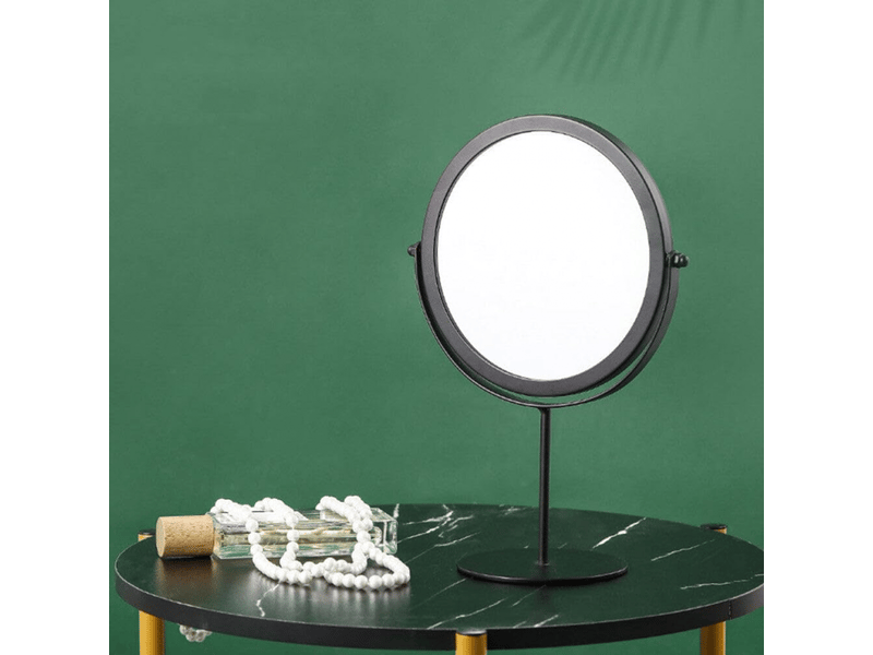 Miroir de bureau, miroir de maquillage, miroir sur pied, angle réglable, fond rond (noir)  - Conforama C