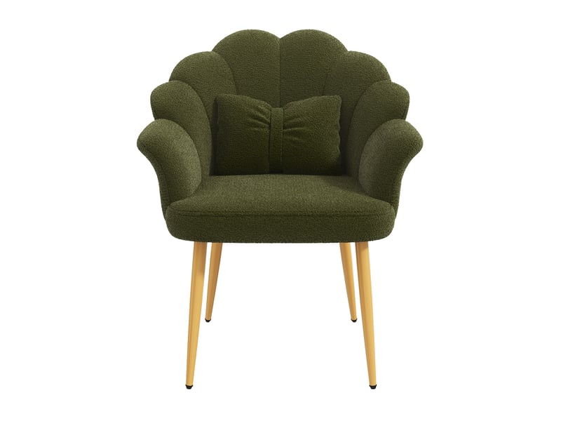  Lot de 2 chaises de salle à manger 64x65,5x85 cm vertes en tissu peluche, accoudoirs et coussins  - Conforama D