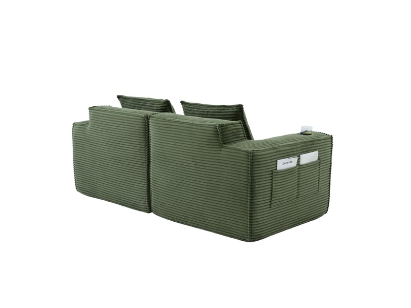  Canapé modulaire 2 places 188x90x75 cm avec porte-gobelets, poches latérales, assise ferme, cordon vert  - Conforama D