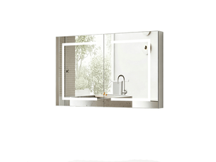 Armoire miroir de salle de bain anti-buée avec lumières led tricolores, prise et usb, 80 x 60 cm