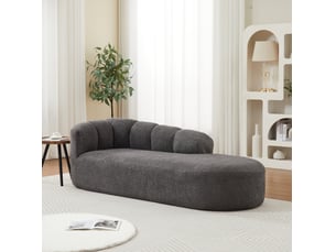 Méridienne modenvie 2 places en tissu chenille gris anthracite, dossier ondulé, sans accoudoirs, 204 x 87 x 66 cm