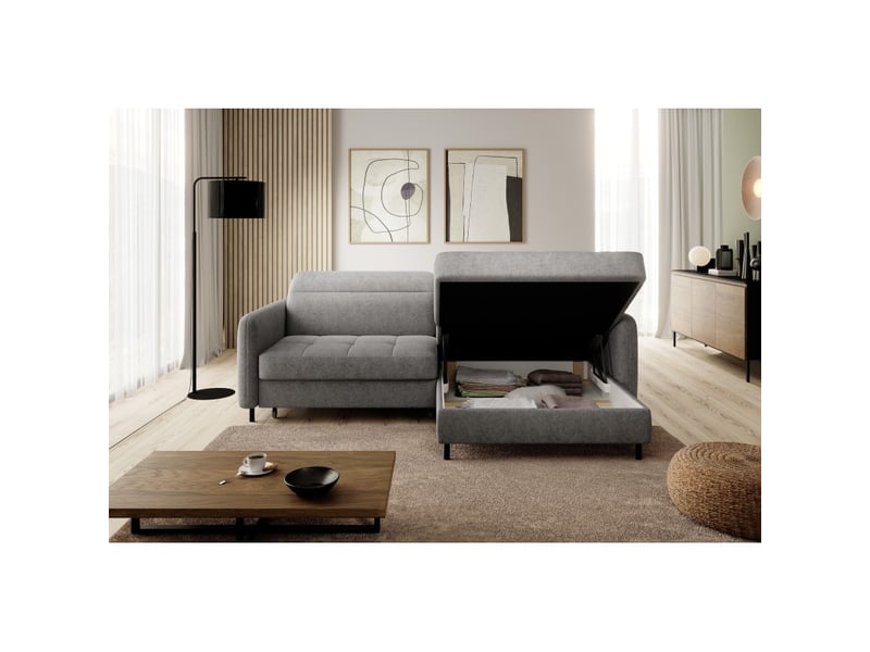  Canapé d'angle collection goumsi coloris gris chiné  - Conforama D