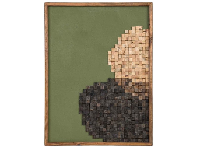  Tableau artisanal en bois recyclé relief vert beige et noir 62x4x82 cm h  - Conforama B