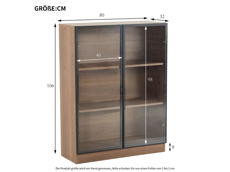 Vitrine en verre - 32x80x106 cm - vitrine de rangement multifonctionnelle avec éclairage led - naturel  - Conforama E