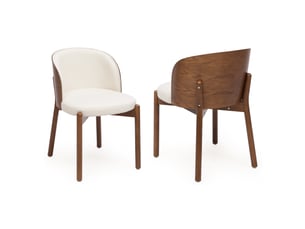 Chaises de salle à manger lot de 2 à dossier enveloppant - assise rembourrée, bois massif et lin - noyer