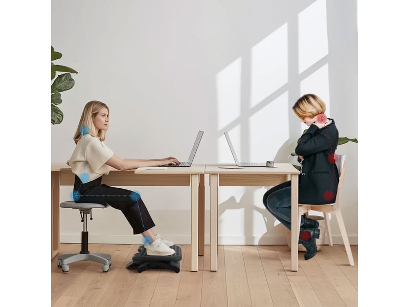  Repose-pieds ergonomique de bureau hauteur et inclinaison réglables noir 46 x 35 cm  - Conforama W