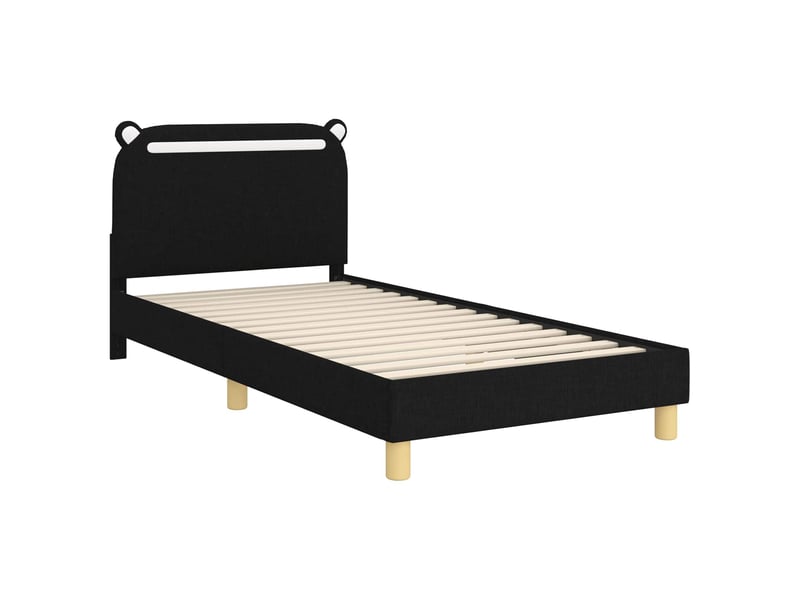  Cadre de lit pour enfants - lit jeune avec tête de lit noir 90 x 190 cm  - Conforama D