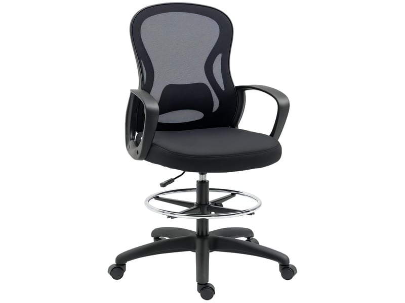  Fauteuil de bureau, chaise bureau, tissu en maille, 59x65x124cm, noir  - Conforama B