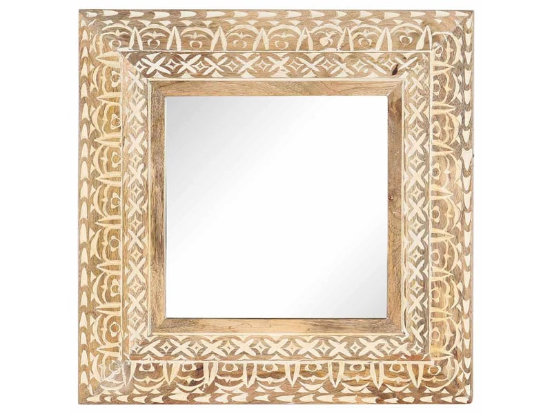  Miroir, miroir décoratif sculpté à la main 50x50x2,6 cm bois de manguier solide cf62921  - Conforama A