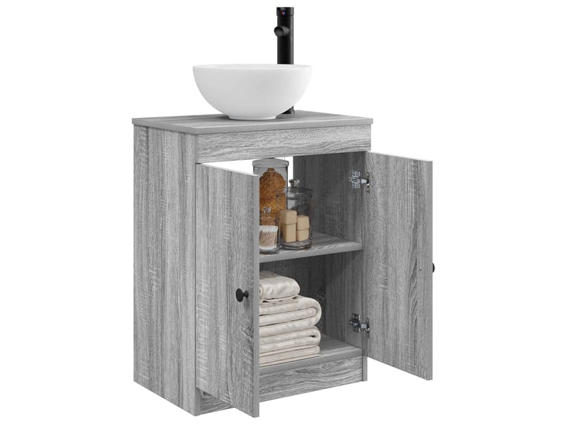  Meuble salle de bain avec évier, meuble de rangement sonoma gris 54x35x83 cm shl4192  - Conforama C