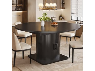 Table de salle à manger extensible 118x118 cm – noir – rangement caché, plateau mdf et structure métal