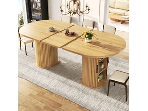 Table à manger extensible, 149,8x80x75 cm, rangement, salle à manger, design moderne, pratique, mdf, coloris naturel