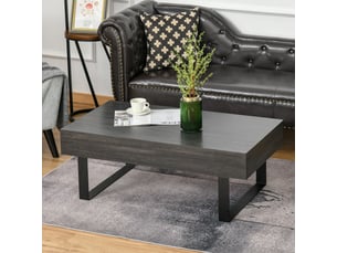 Table basse rectangulaire coloris gris <strong>OKMYHOME</strong> <strong></strong> - 60 cmx110 cm