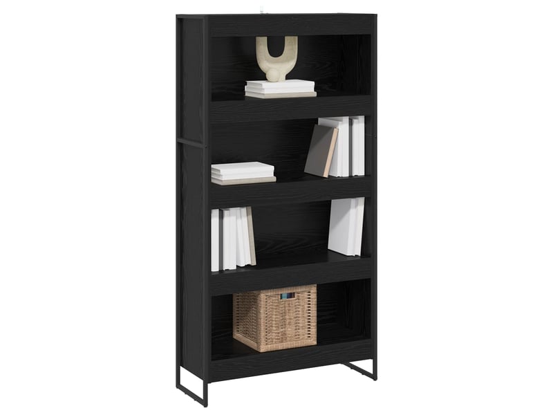  Bibliothèque, armoire à livres 80 x 30 x 155 cm bois d'ingénierie chêne noir  - Conforama C